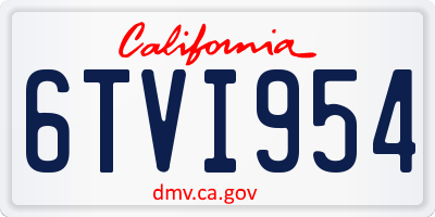 CA license plate 6TVI954