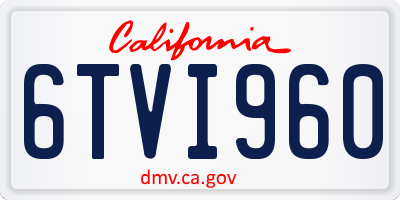 CA license plate 6TVI960