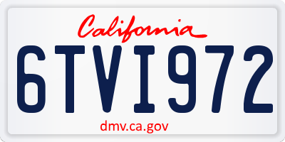 CA license plate 6TVI972