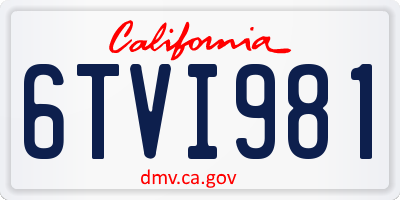 CA license plate 6TVI981