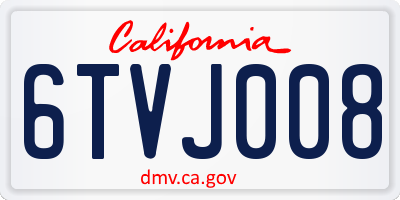 CA license plate 6TVJ008