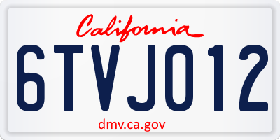 CA license plate 6TVJ012