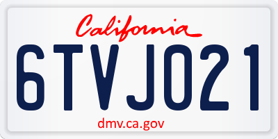 CA license plate 6TVJ021