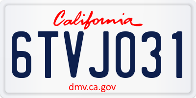 CA license plate 6TVJ031