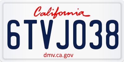 CA license plate 6TVJ038