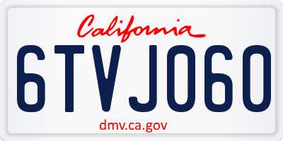 CA license plate 6TVJ060