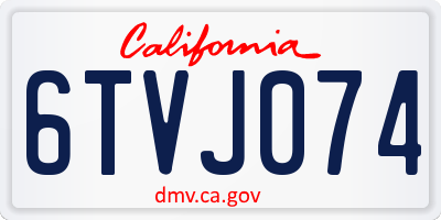 CA license plate 6TVJ074