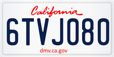 CA license plate 6TVJ080