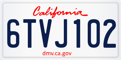 CA license plate 6TVJ102