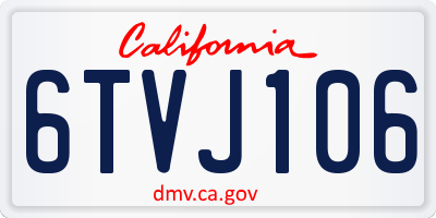 CA license plate 6TVJ106