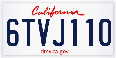 CA license plate 6TVJ110