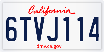 CA license plate 6TVJ114