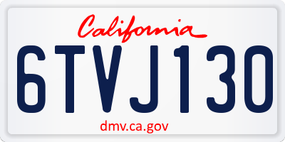 CA license plate 6TVJ130