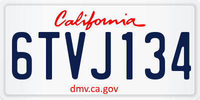CA license plate 6TVJ134