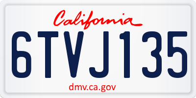 CA license plate 6TVJ135