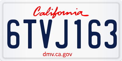 CA license plate 6TVJ163