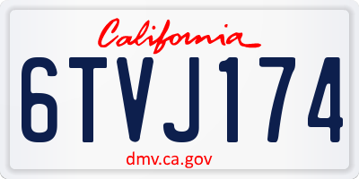CA license plate 6TVJ174