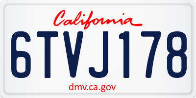 CA license plate 6TVJ178