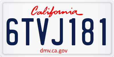 CA license plate 6TVJ181