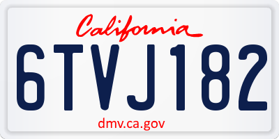 CA license plate 6TVJ182