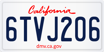 CA license plate 6TVJ206