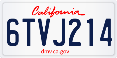 CA license plate 6TVJ214