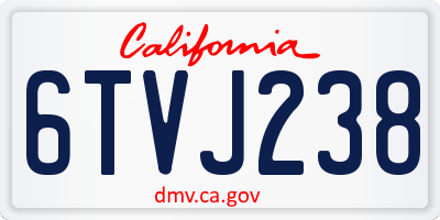 CA license plate 6TVJ238