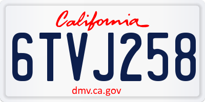 CA license plate 6TVJ258