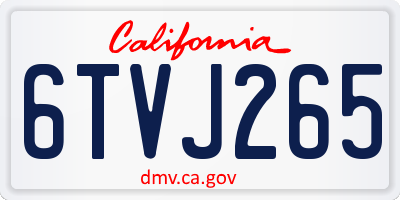 CA license plate 6TVJ265