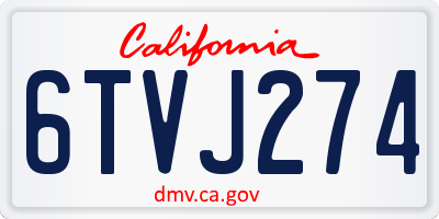 CA license plate 6TVJ274