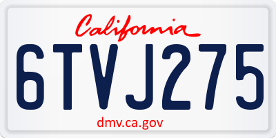 CA license plate 6TVJ275