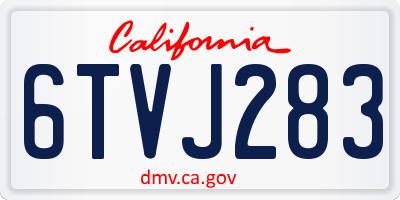 CA license plate 6TVJ283