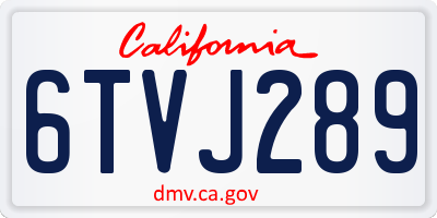 CA license plate 6TVJ289