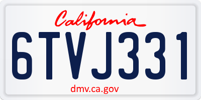 CA license plate 6TVJ331
