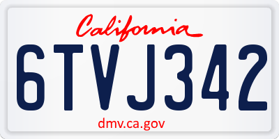 CA license plate 6TVJ342