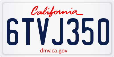 CA license plate 6TVJ350
