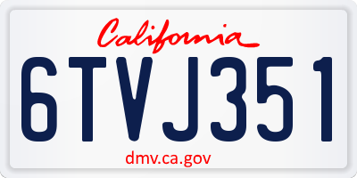 CA license plate 6TVJ351