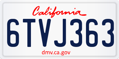CA license plate 6TVJ363