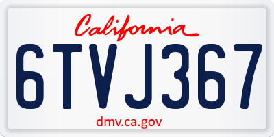 CA license plate 6TVJ367