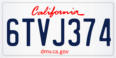 CA license plate 6TVJ374