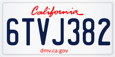 CA license plate 6TVJ382
