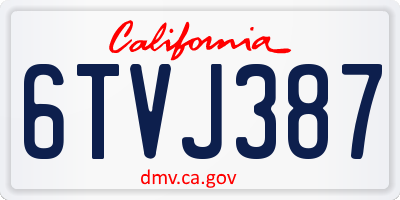 CA license plate 6TVJ387