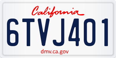 CA license plate 6TVJ401