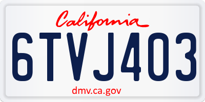 CA license plate 6TVJ403