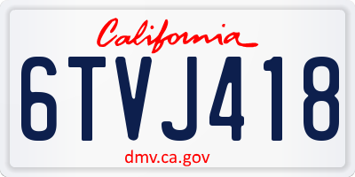 CA license plate 6TVJ418