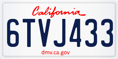 CA license plate 6TVJ433