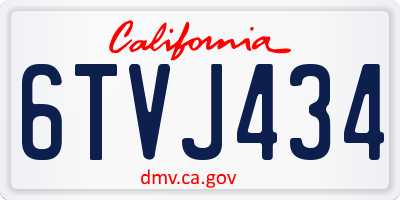 CA license plate 6TVJ434