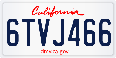 CA license plate 6TVJ466