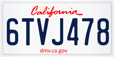 CA license plate 6TVJ478