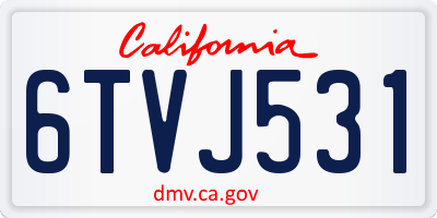 CA license plate 6TVJ531